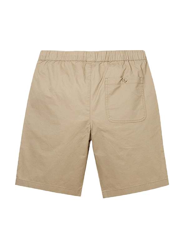 Giordano Slim Fit Elastic Waist Cotton Casual Shorts for Men, Small, Brown