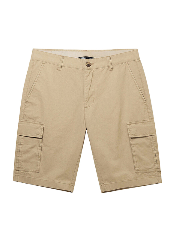 Giordano Slim Fit Twill Low Rise Cargo Shorts for Men, 32 US, Brown
