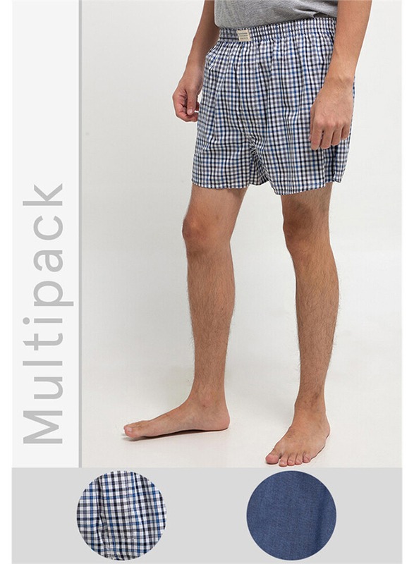 

Giordano 3-Piece Cotton Boxers Set for Men, Blue/White, Extra Large
