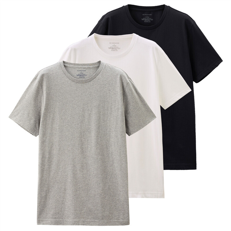 

Giordano Basic T-shirt for Men (3-packs), Large, MultiColor