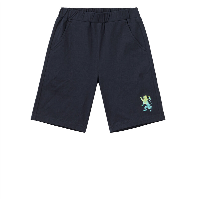 

JuniorGiordano Lion Embroidered Shorts for Kids, 130, Blue