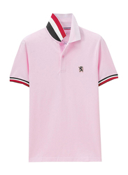 Giordano Small Lion Polo Shirt for Men, Large, Pink/Red