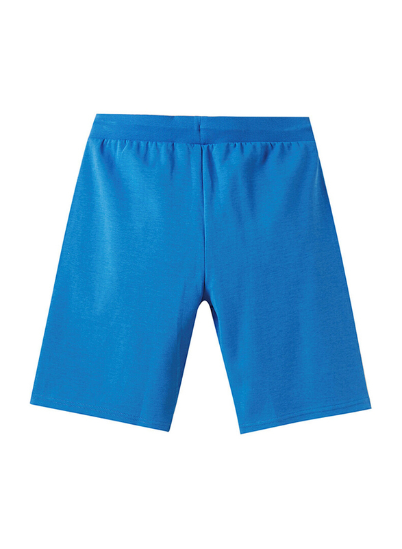 Giordano Elastic Polyester Text Printed Casual Shorts for Men, Extra Large, Blue
