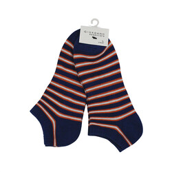 Giordano Ped Ankle Length Socks, 2 Pairs, Large, Blue/Orange