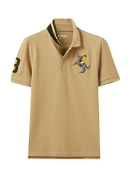 Giordano Short Sleeve 3D Napoleon Polo Shirt for Men, Small, Brown