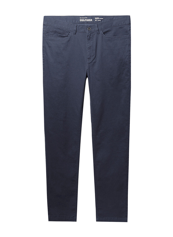

Giordano Stretchy Mid Rise Regular Tapered Khakis Pants for Men, 30 US, Blue