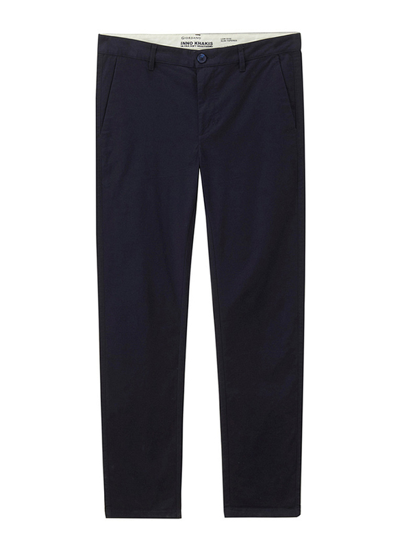 Giordano Stretchy Low Rise Slim Tapered Pants for Men, 31 US, Navy Blue