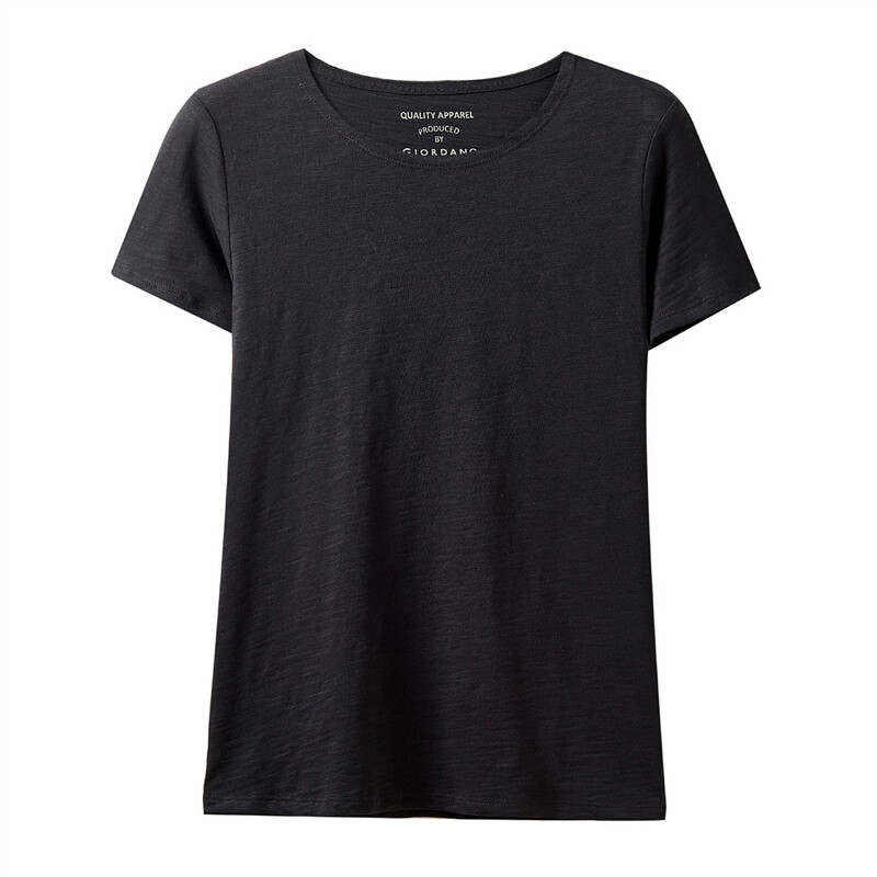 

Giordano Slub Cotton Crew Neck T-shirt for Women, Small, Black