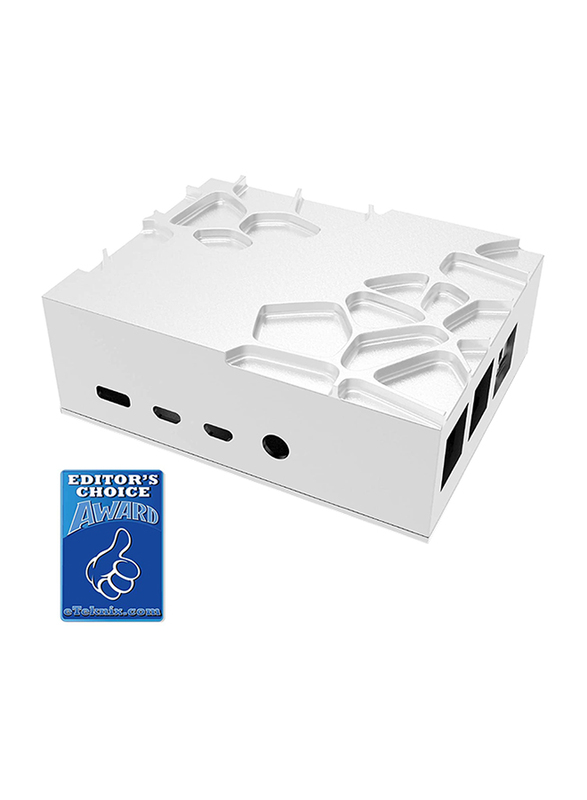 Akasa Gem Pro Forged Aluminum Case with Thermal Kit for Raspberry Pi 4 Model B, Silver