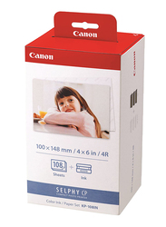 Canon KP-108IN Color Ink Paper Set for Canon Selphy CP910/CP810 Photo Printer, 108 Sheets, White