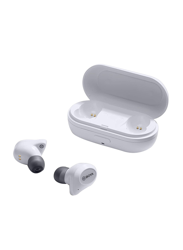 Boya BY-AP1 True Wireless/Bluetooth 5.0 In-Ear Earbuds with Charging Case, White