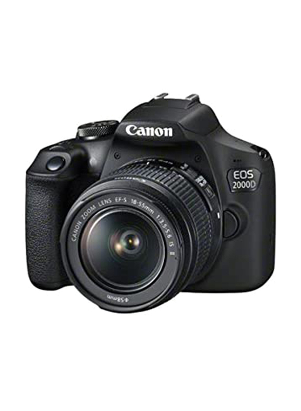 Canon EOS 2000D DSLR Camera with EF-S 18-55 mm f/3.5-5.6 IS II Lens, 24.1 MP, Black