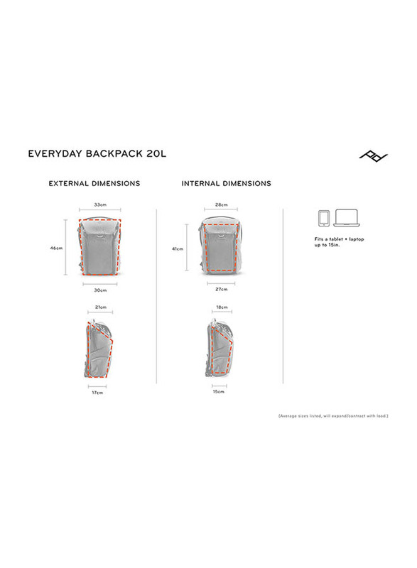 Peak Design V2 20L Backpack Laptop Bag, Charcoal Grey