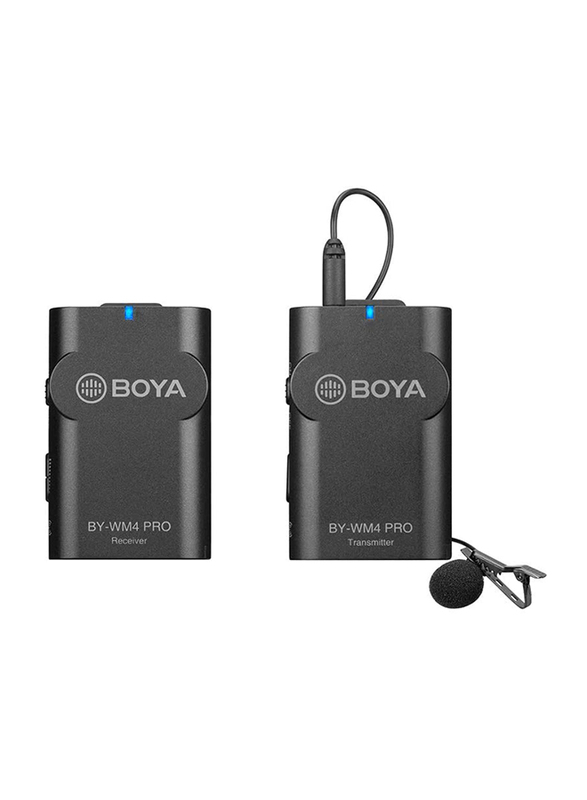 Boya BY-WM4 Pro K1 Portable 2.4G Wireless Microphone System One Transmitters with One Receiver and Hard Case for DSLR Camera Camcorder /Smartphone/PC/Tablet /Sound Audio Recording Interview, Black