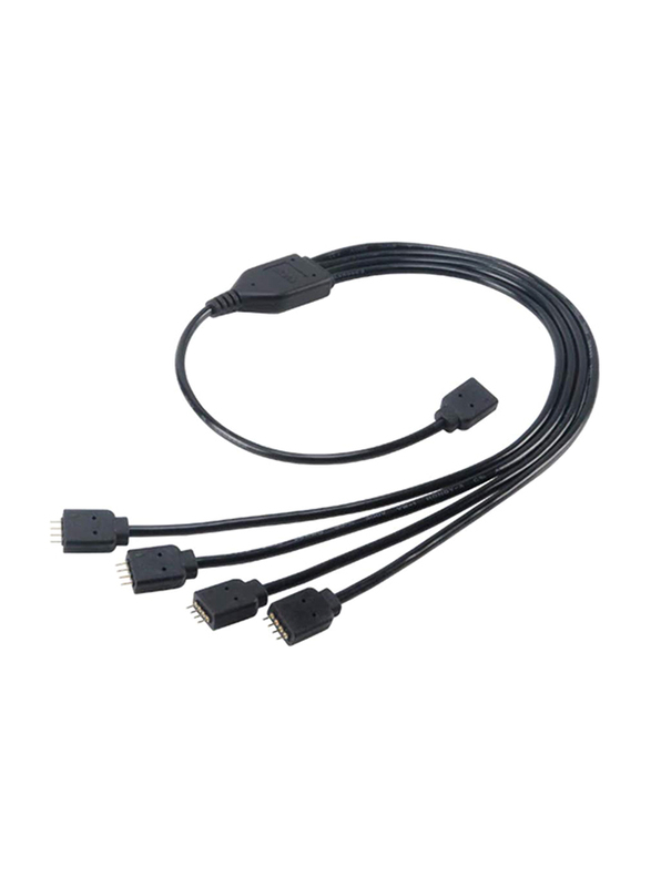 Akasa 50cm RGB LED Splitter and Extension Cable, Black