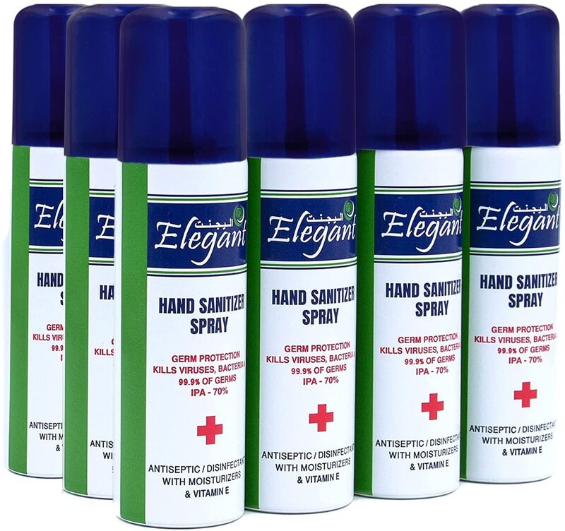 

Elegant Sanitizer Spray, 70% IPA Advanced Germ Protection Moisturizers & Vitamin E, 60ml x 24 Pieces