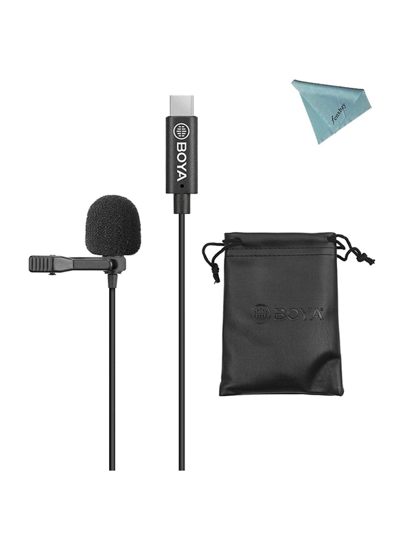 Boya BY-M3 6-Meter Single Head Lavalier Long USB Type-C Digital Microphone for Android Devices, Black