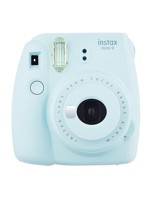 Fujifilm Instax Mini 9 Instant Camera, with 60mm f/12.7 Lens, with Leather Bag and 20 Film Sheets, Ice Blue