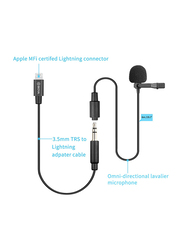 Boya BY-M2 Lavalier Lightning Microphone and Lapel Universal Mic for Apple iPhone, Black