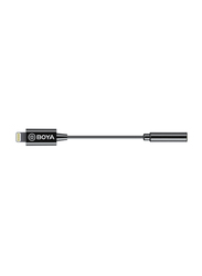 Boya 6cm BY-K3 3.5mm Female TRRS to Male Lightning Adapter Cable, Black
