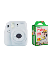 Fujifilm Instax Mini 9 Instant Camera, with 60mm f/12.7 Lens, with 20 Mini Film Sheets, Smoky White