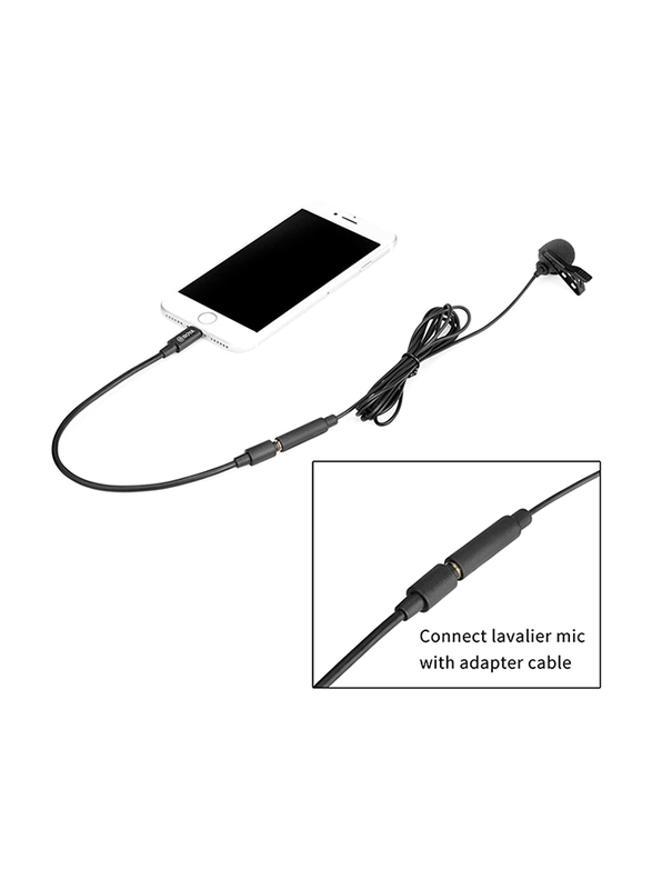 Boya BY-M2 Lavalier Lightning Microphone and Lapel Universal Mic for Apple iPhone, Black