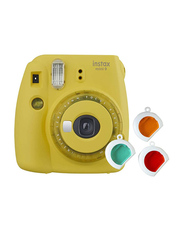 Fujifilm Instax Mini 9 Instant Camera, with 60mm f/12.7 Lens, with Clear Accents, Yellow