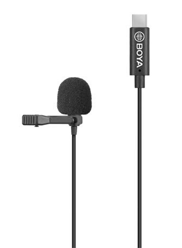 Boya BY-M3 6-Meter Single Head Lavalier Long USB Type-C Digital Microphone for Android Devices, Black