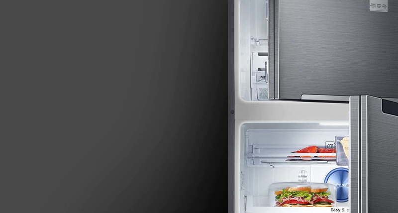 Samsung Double Door Refrigerator with Twin Cooling and One Top Compartment, 420L, RT42K5030S8, Silver