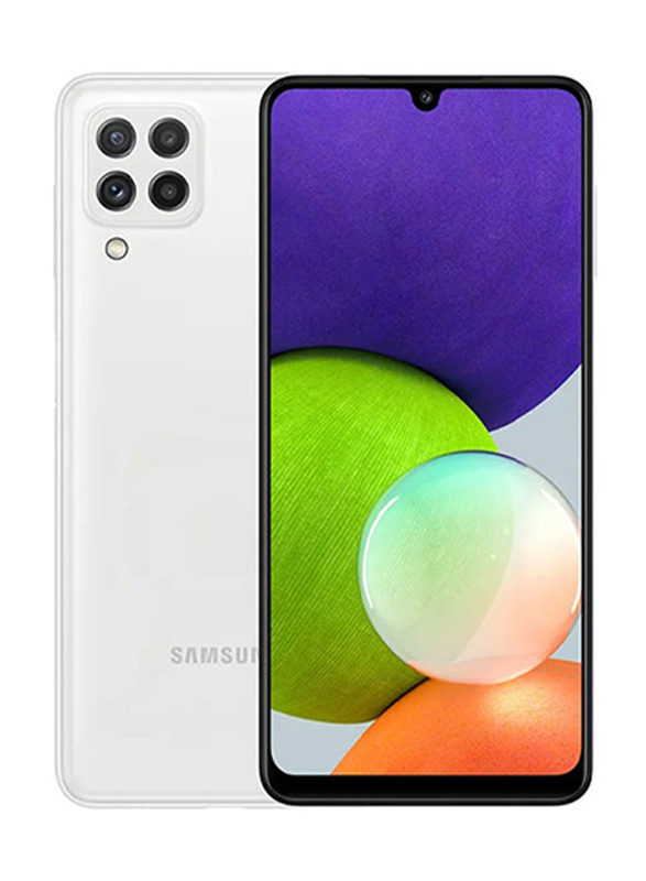 

Samsung Galaxy A22 128GB White, 6GB RAM, 4G LTE, Dual SIM Smartphone, Middle East Version