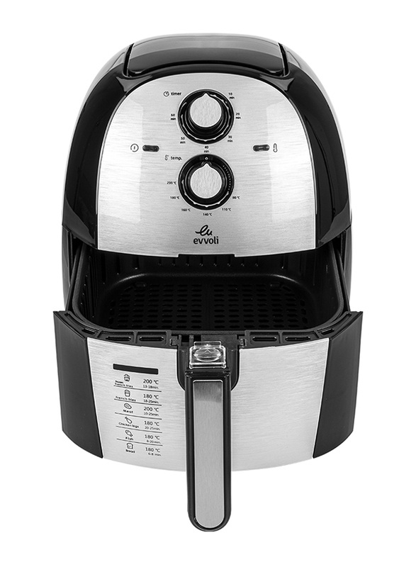 Evvoli 5.5L Multifunction Air Fryer, 1700W, EVKA-AF5501B, Black/Silver