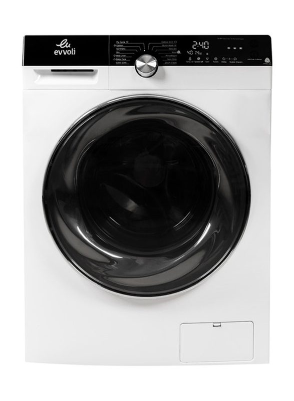 Evvoli 10 Kg 1500 RPM Front Loaded Automatic Washer Dryer, EVWM-FCOM-10/715W, White