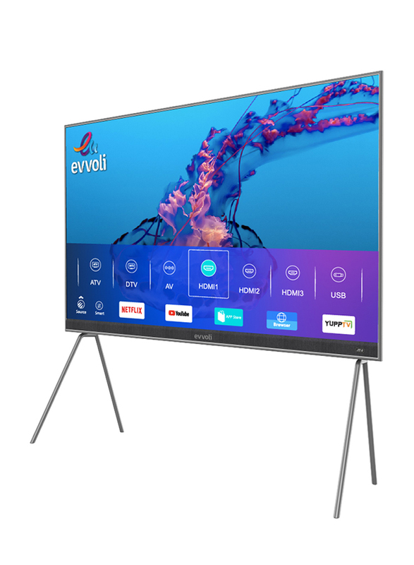 Evvoli 86-Inch 4K Ultra HD QLED Android Smart TV with Built-In Evvo Sound Bar, 86EV600QA, Black