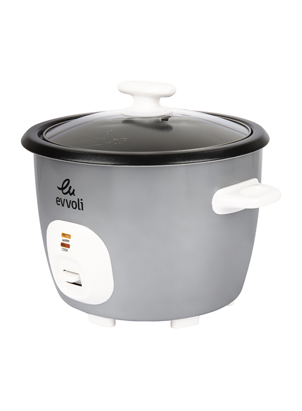 Evvoli 1.8L 2-in-1 Rice Cooker with Steamer, 700W, EVKA-RC4501S, Silver
