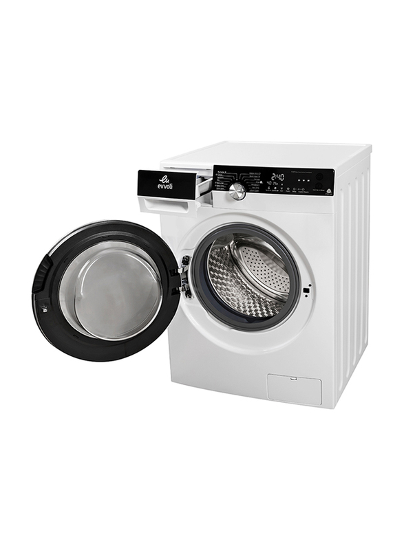 Evvoli 10 Kg 1500 RPM Front Loaded Automatic Washer Dryer, EVWM-FCOM-10/715W, White