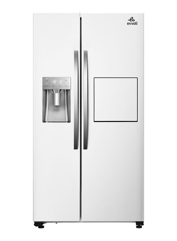Evvoli 650 Litres Side by Side Refrigerator with Ice Maker, Water Dispenser and Digital Inverter Technology, EVRFH-S532HW, White