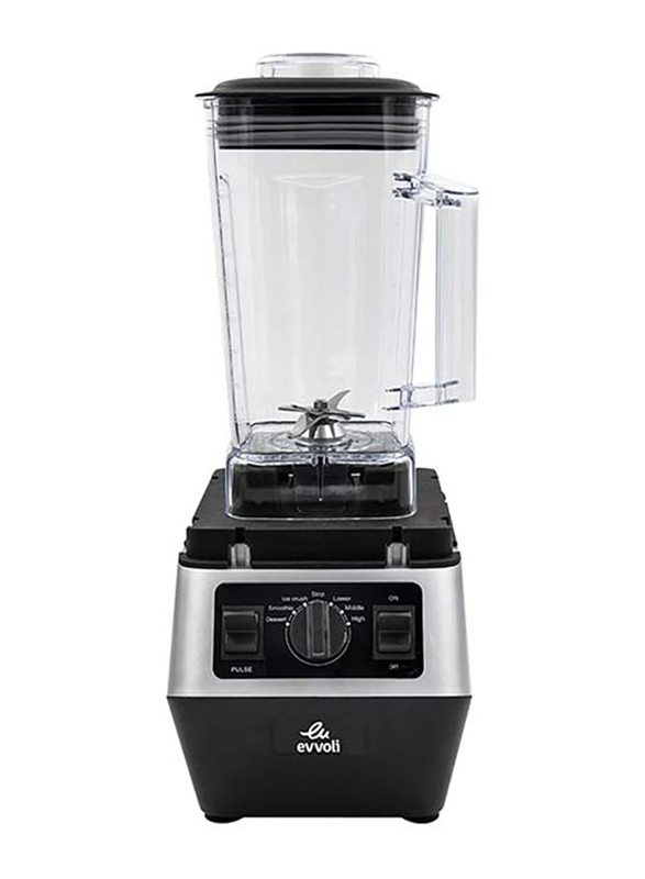 Evvoli 2L Commercial Blender, 2200W, EVKA-CBL20B, Black/Grey/Clear