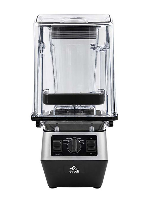 Evvoli 2L Commercial Blender, 2200W, EVKA-CBL20B, Black/Grey/Clear