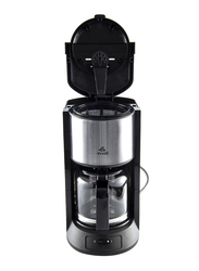 Evvoli 1.25L Coffee Maker with Glass Carafe, 1100W, EVKA-CO10MB, Black
