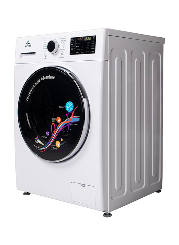 Evvoli 9 kg Front Load Washing Machine, EVWM-FDDM-914W, White