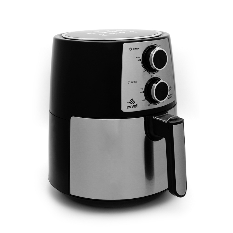 Evvoli 3.5L Timer and Adjustable Temperature Control Air Fryer, 1400W, EVKA-AF3501B, Black/Silver