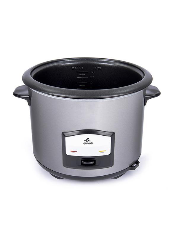 Evvoli 6.5L 2-in-1 Rice Cooker with Steamer, 750W, EVKA-RC6501S, Silver