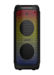 Evvoli Splashproof Portable Bluetooth Party Speaker with Two Wireless Mic and Built in Lights, 160W, Black