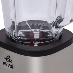 Evvoli 1.5L Stainless Steel Power Premium Ice Crusher Blender with Glass Jar, 1500W, EVKA-BL15SB, Silver