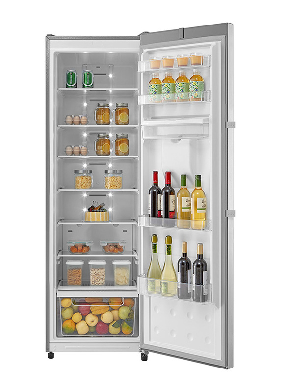 Evvoli 400 Litres Upright Single Door Refrigerator, EVRFM-U350MLSS, Silver