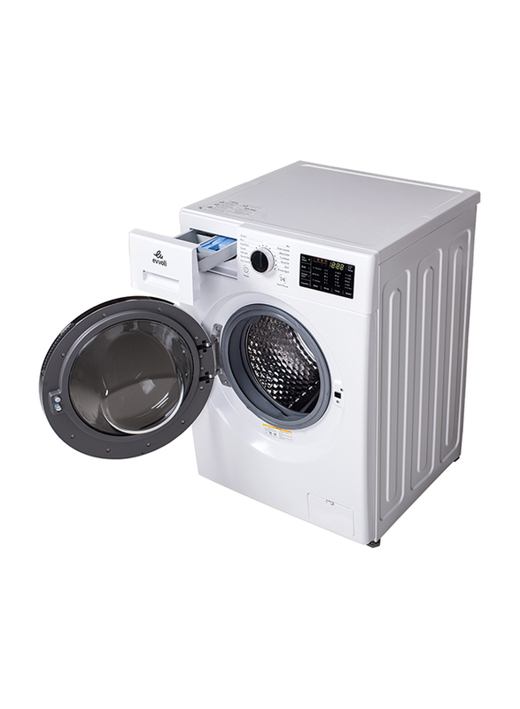 Evvoli 8 kg Front Load Washing Machine, EVWM-FDDM-814W, White