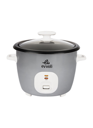 Evvoli 1.8L 2-in-1 Rice Cooker with Steamer, 700W, EVKA-RC4501S, Silver