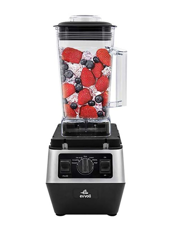 Evvoli 2L Commercial Blender, 2200W, EVKA-CBL20B, Black/Grey/Clear