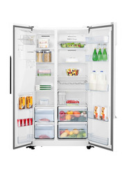 Evvoli 650 Litres Side by Side Refrigerator with Ice Maker, Water Dispenser and Digital Inverter Technology, EVRFH-S532HW, White