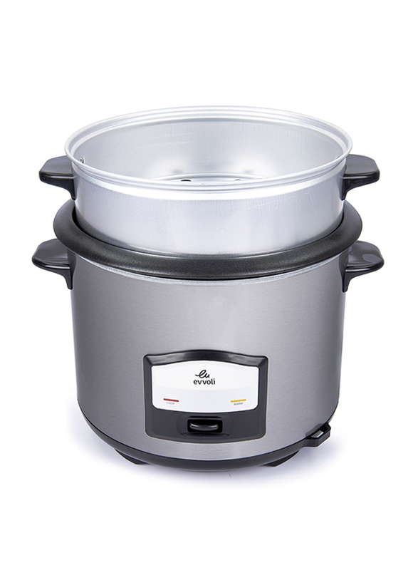 Evvoli 6.5L 2-in-1 Rice Cooker with Steamer, 750W, EVKA-RC6501S, Silver